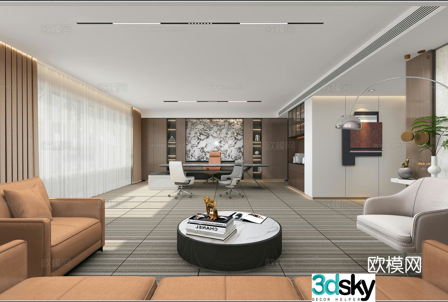 Office Leadership President’s Office Dean’s Office Art Sofa Art End Scene 3D Model