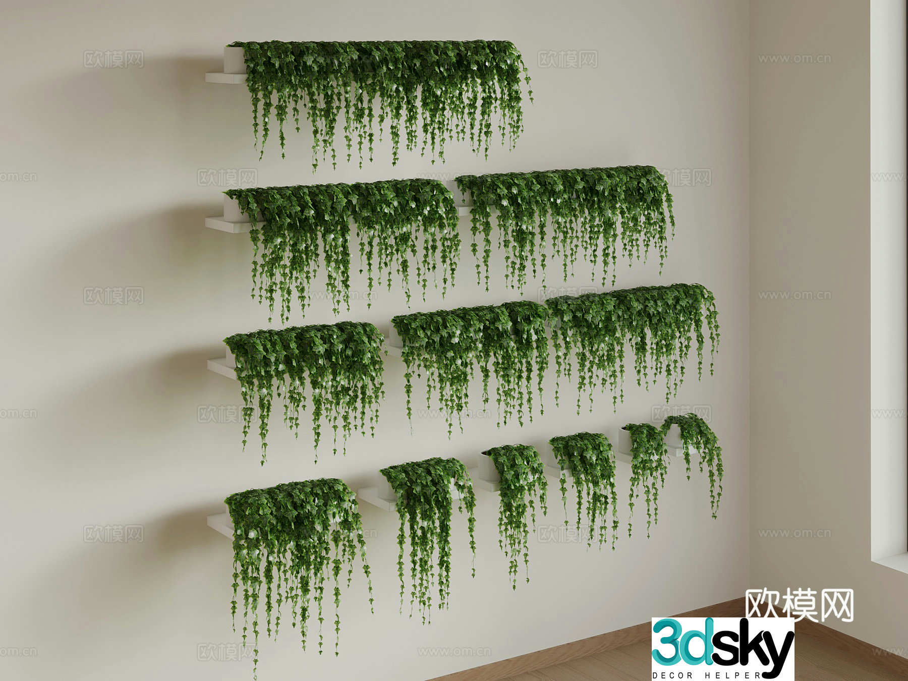 Potted plants Modern hanging basket pot plants Wall decoration plants 3D model