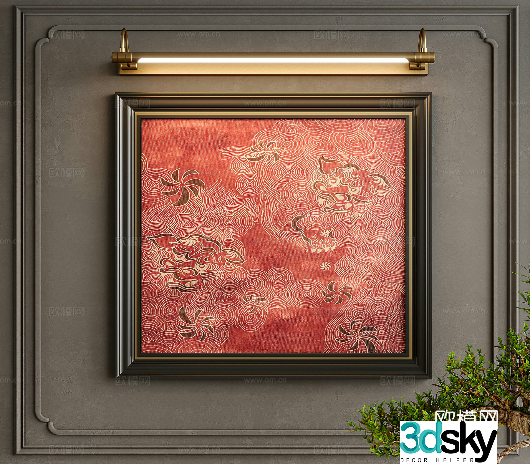 French retro decorative painting 3d model
