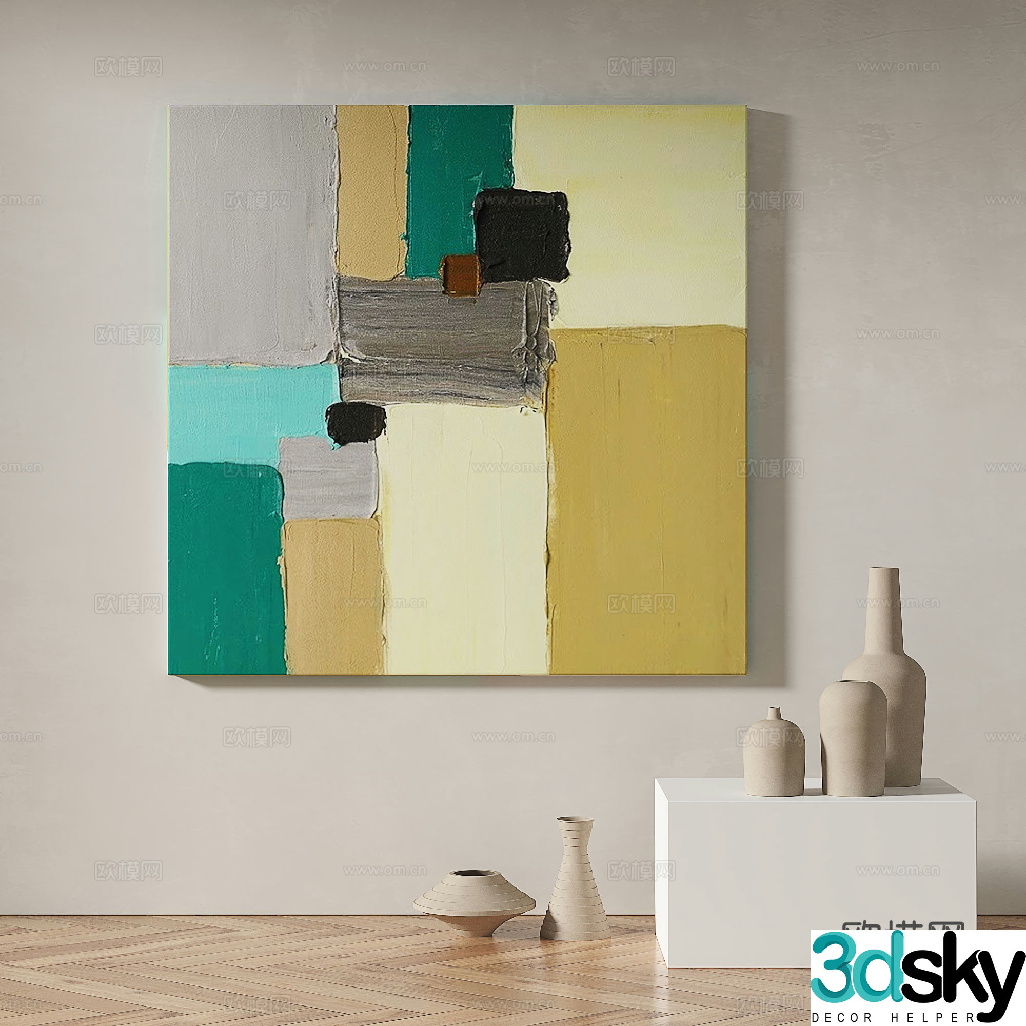 Modern minimalist abstract decorative painting 3d model