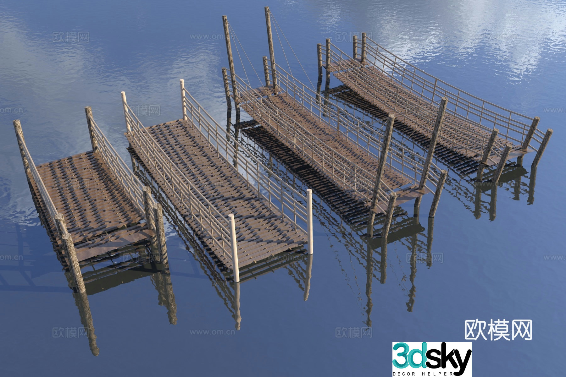 Modern landscape suspension bridge 3d model