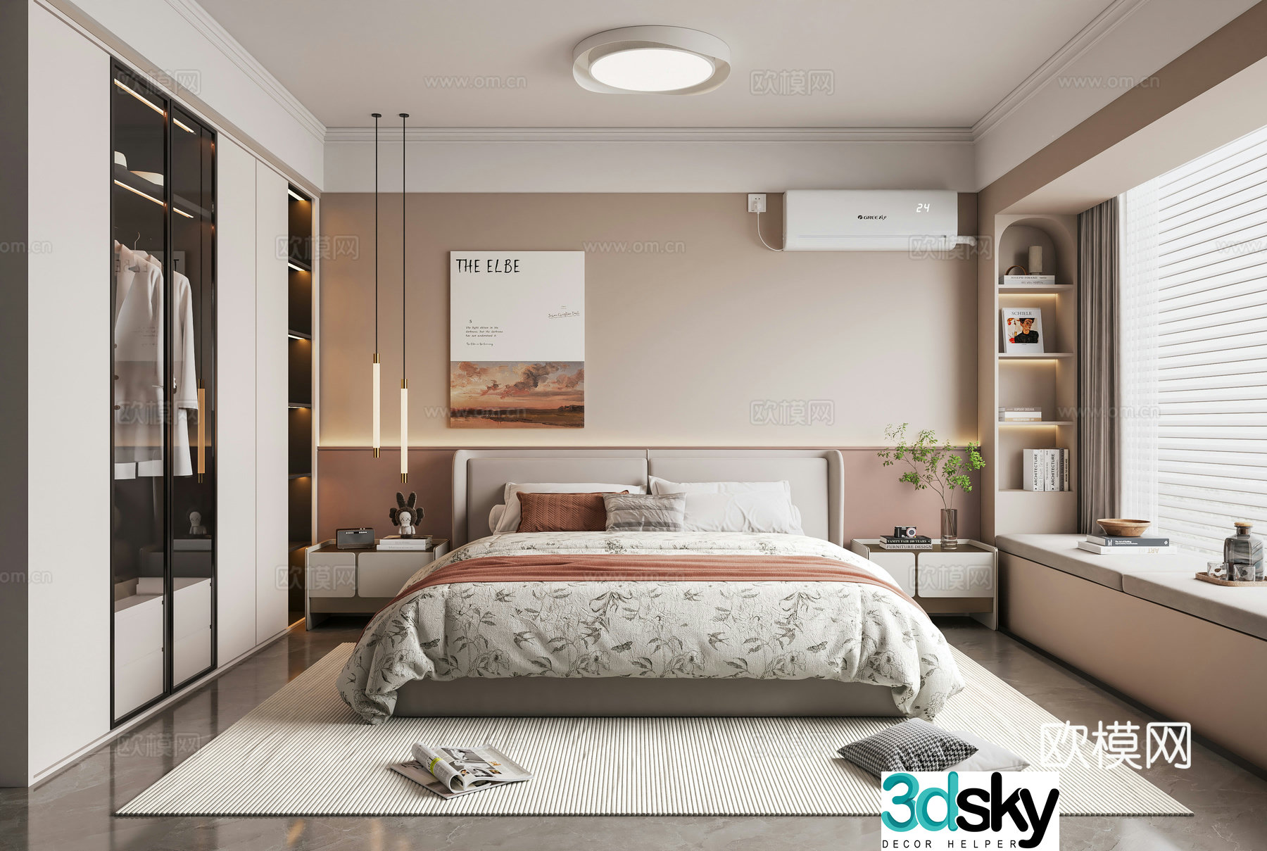 Modern minimalist bedroom 3d model