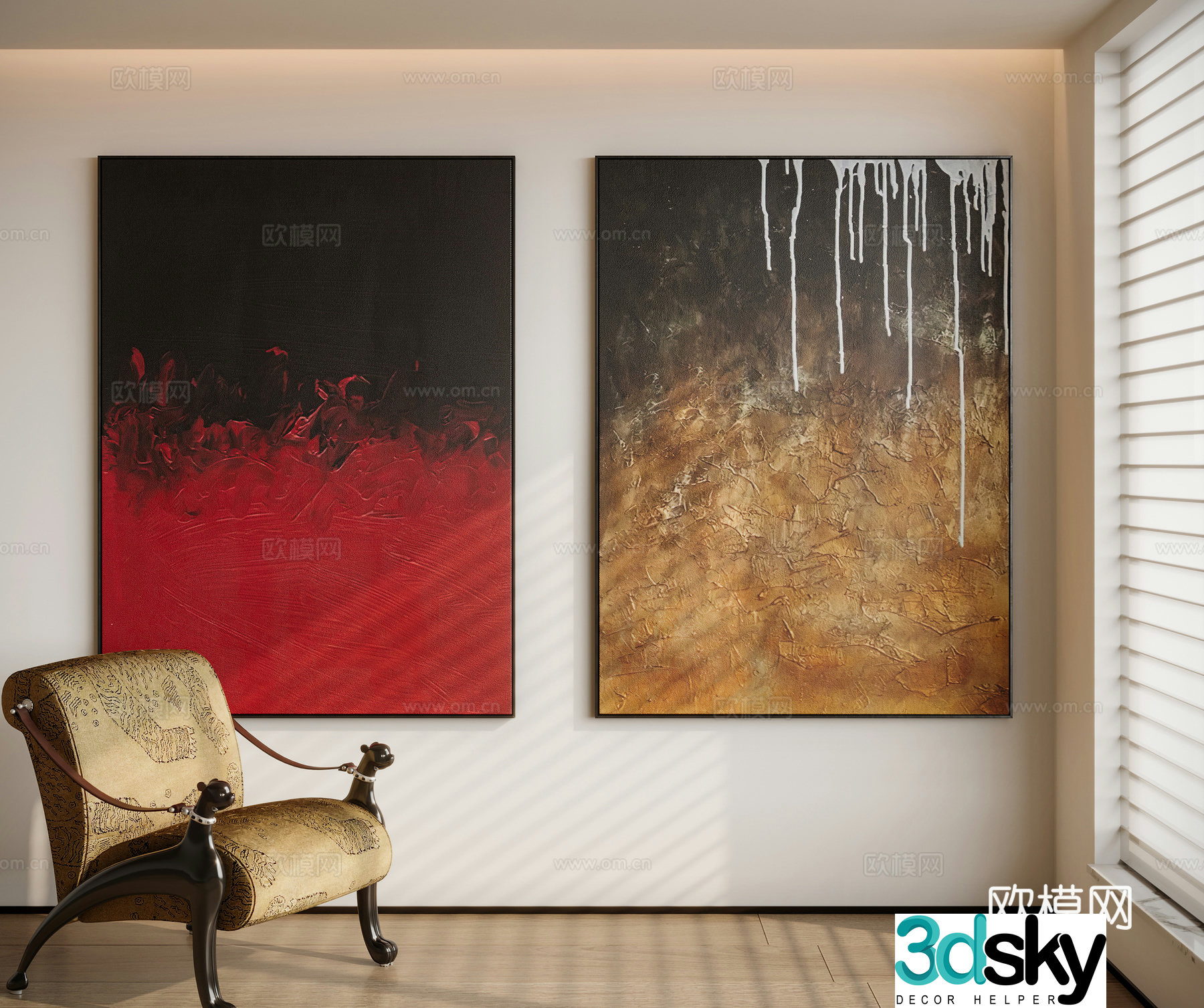 Modern minimalist decorative painting 3d model