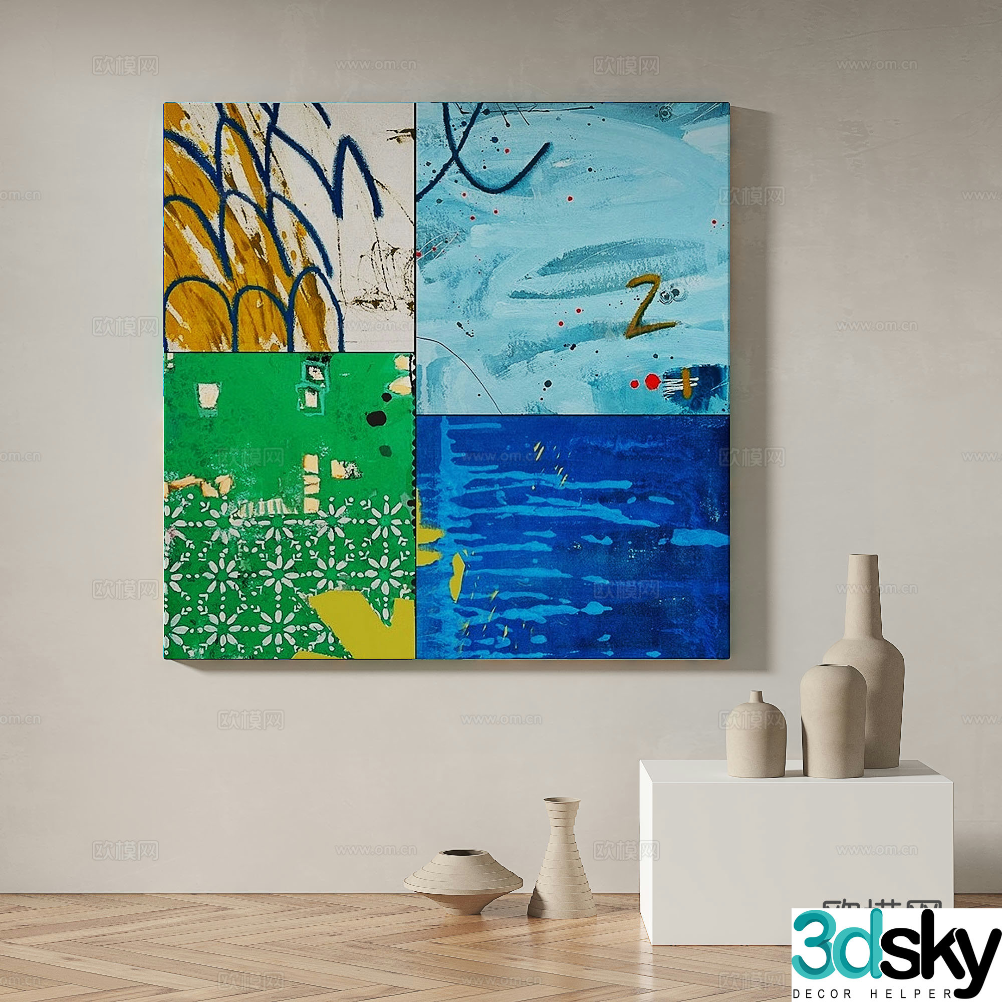 Modern minimalist abstract decorative painting 3d model