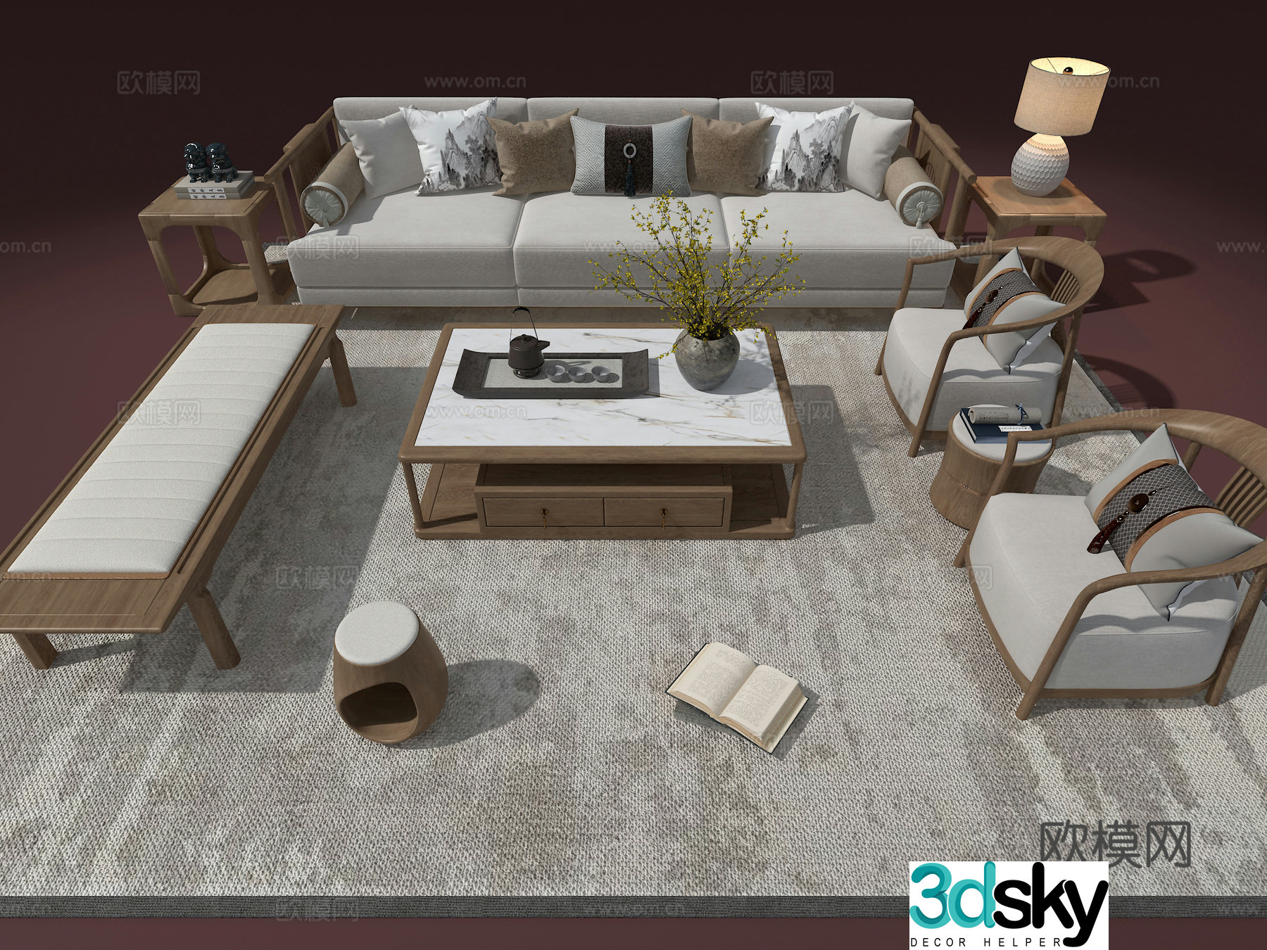 New Chinese sofa set 3D model