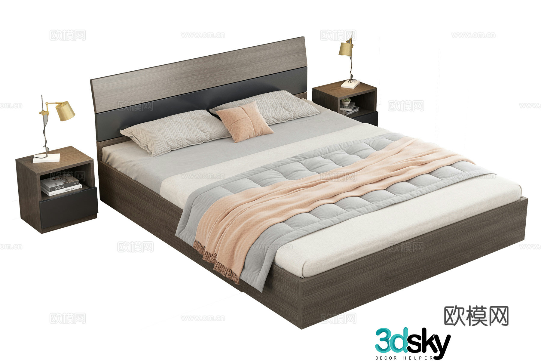 Nordic double bed 3d model