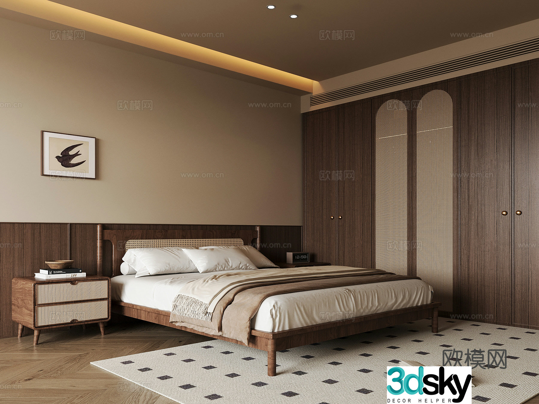 Bedroom Jijifeng bedroom medieval style bedroom wardrobe double bed 3D model