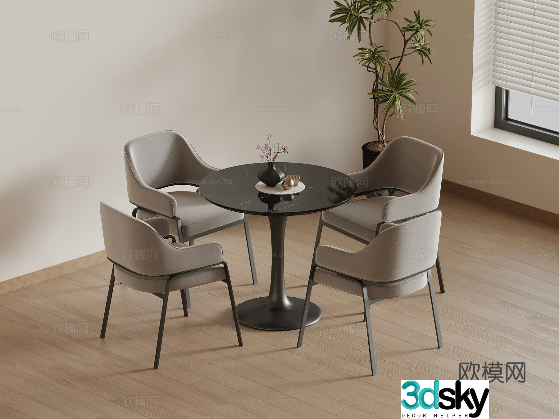 Leisure table and chairs Modern casual table and chairs Negotiable table and chairs 3D model