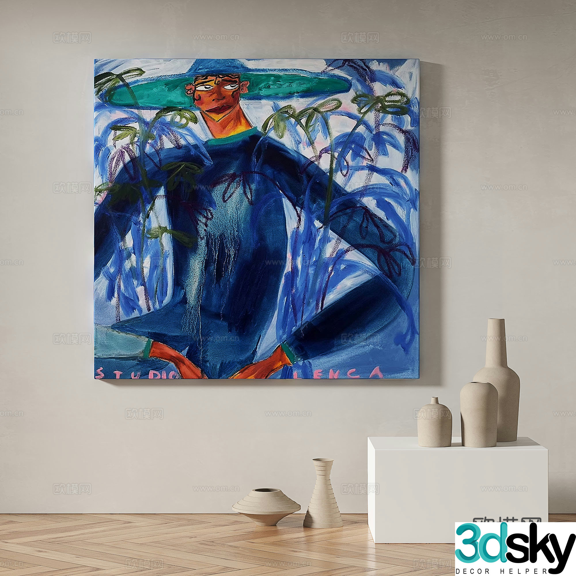 Modern minimalist abstract decorative painting 3d model