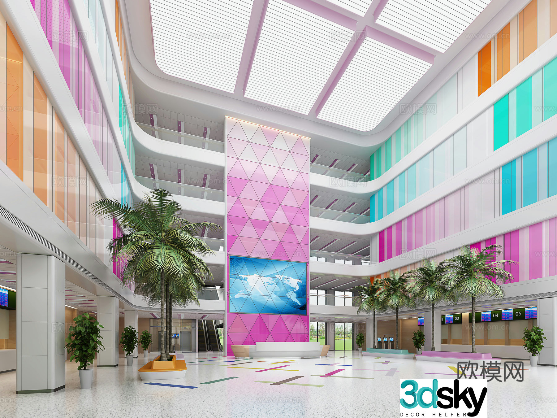 Modern maternal and child hospital hall 3d model