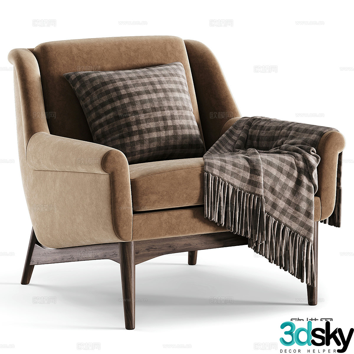 Modern Italian Lulu white small armchair 3d model