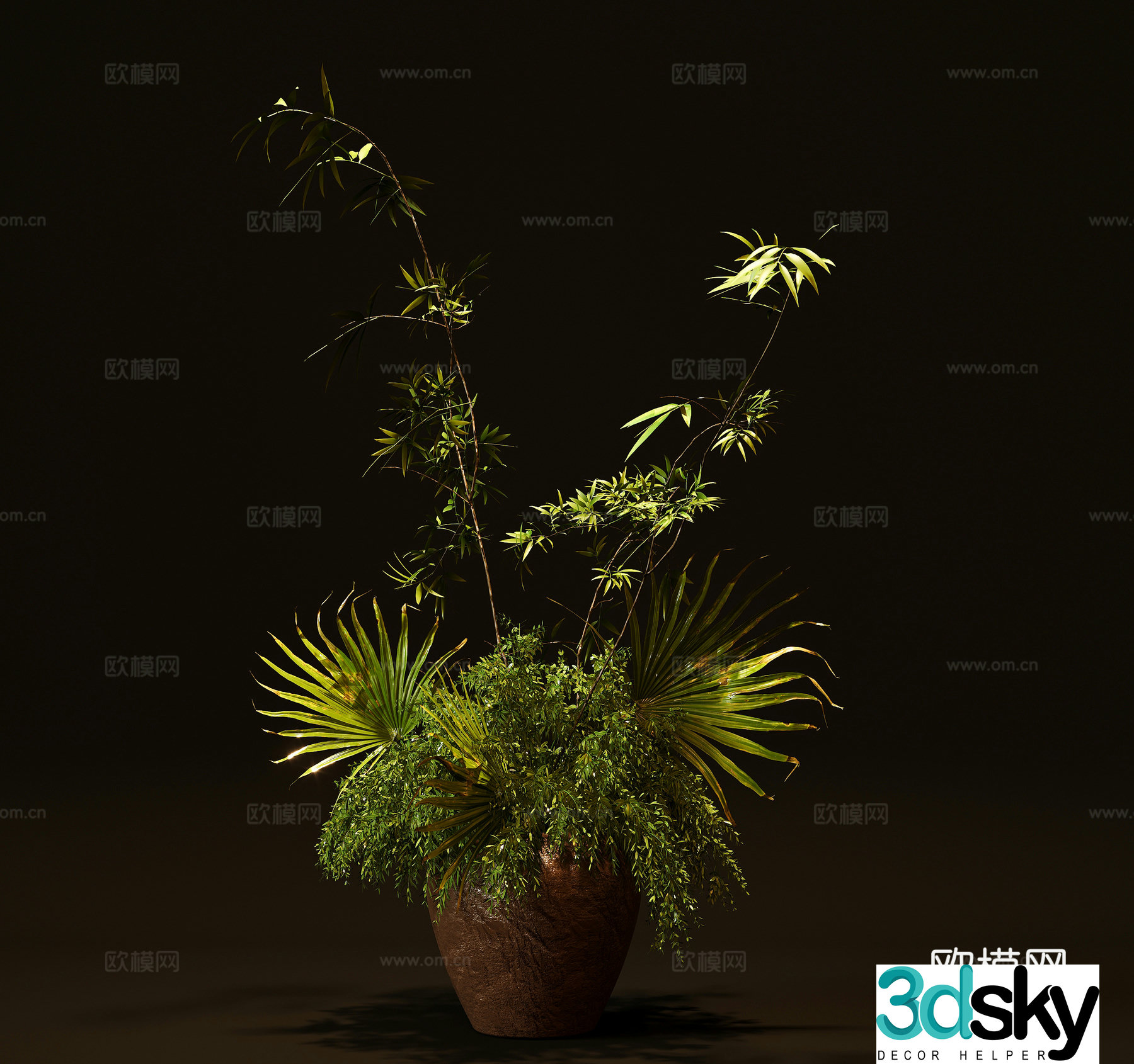3D model of flower arrangement of vase