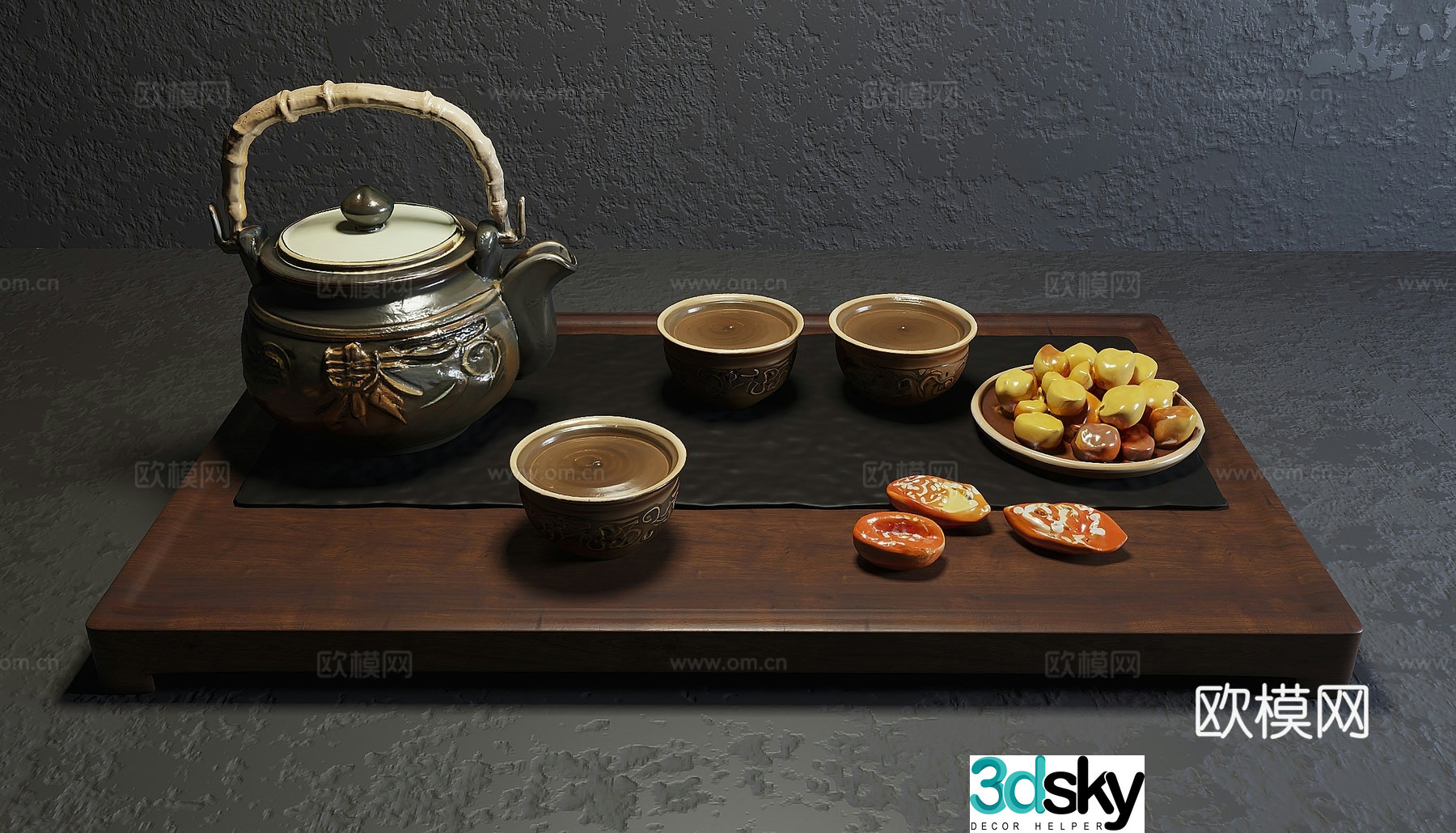 Chinese tea set 3D model
