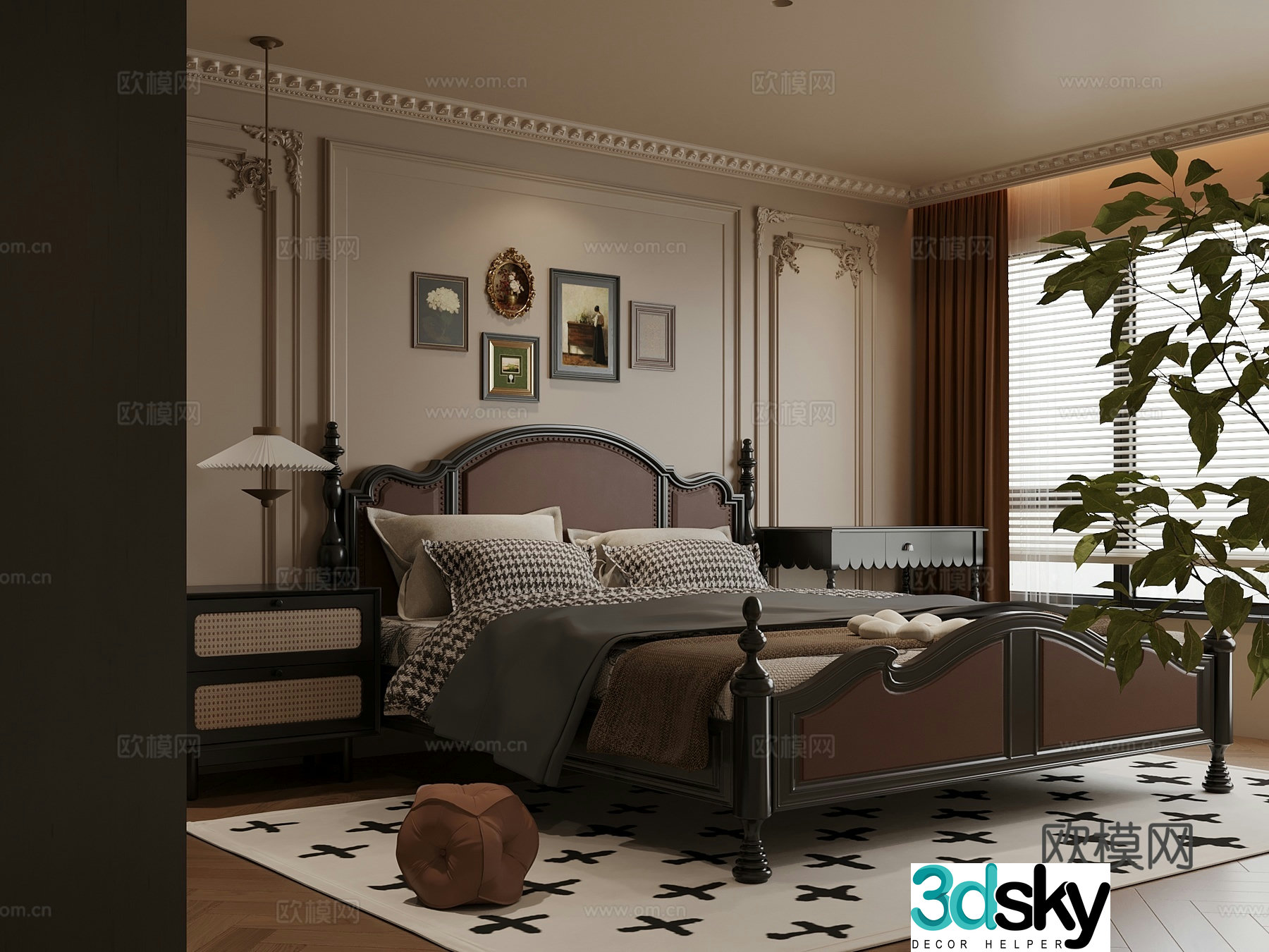 Bedroom French bedroom Double bed 3d model