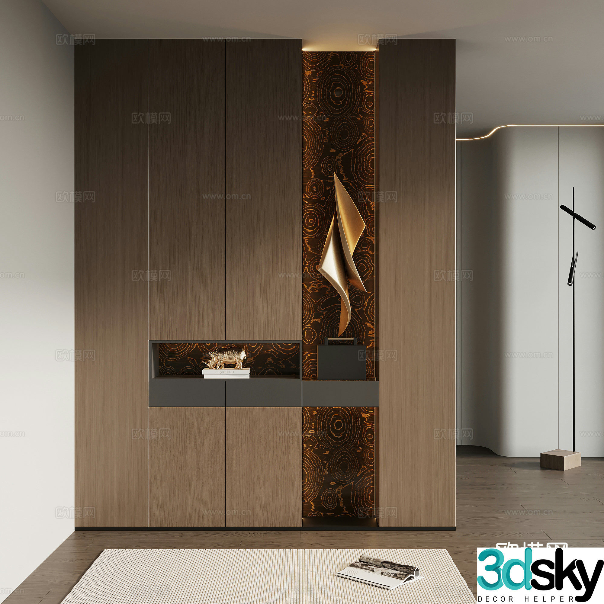 Italian minimalist porch cabinet door-entry shoe cabinet porch background 3D model