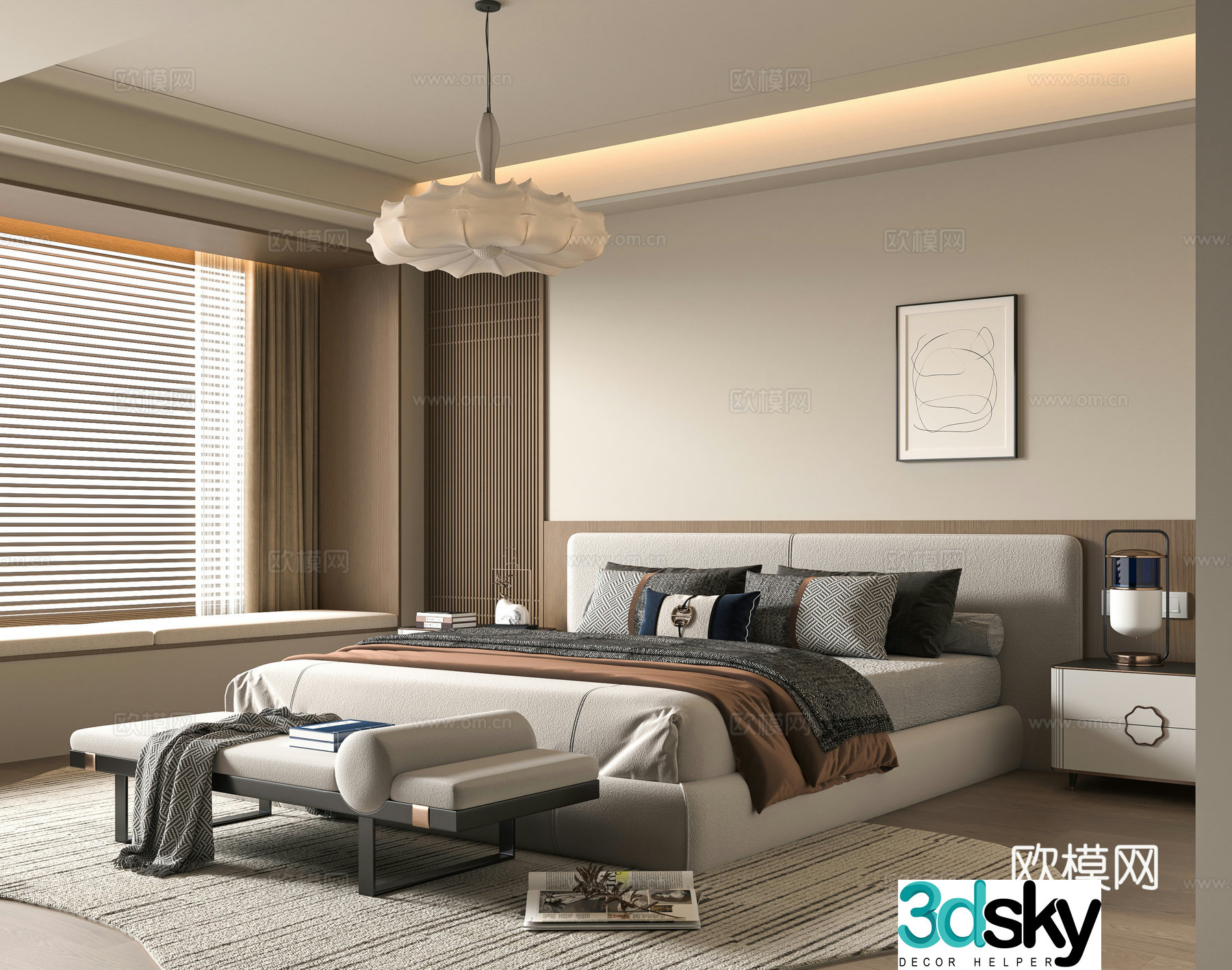 New Chinese bedroom 3D model