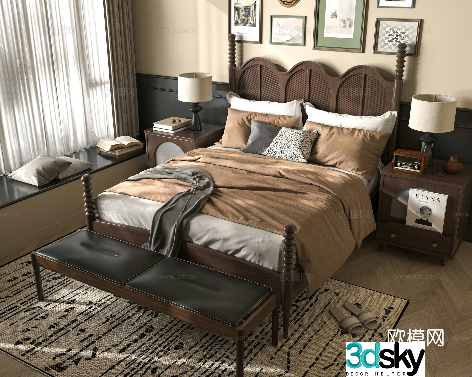 Middle-aged bedroom 3d model