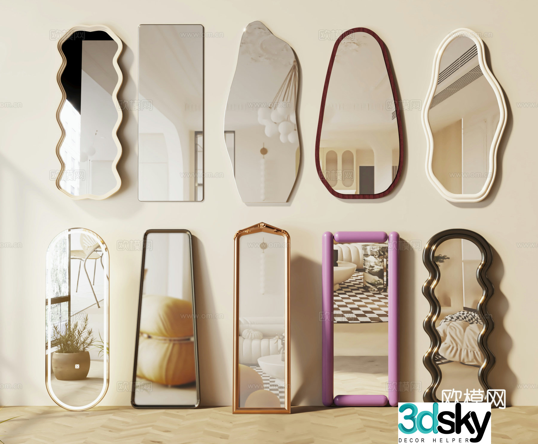 Mirror Decorative Mirror Dressing Mirror Full-body Mirror Special-shaped Mirror 3D Model