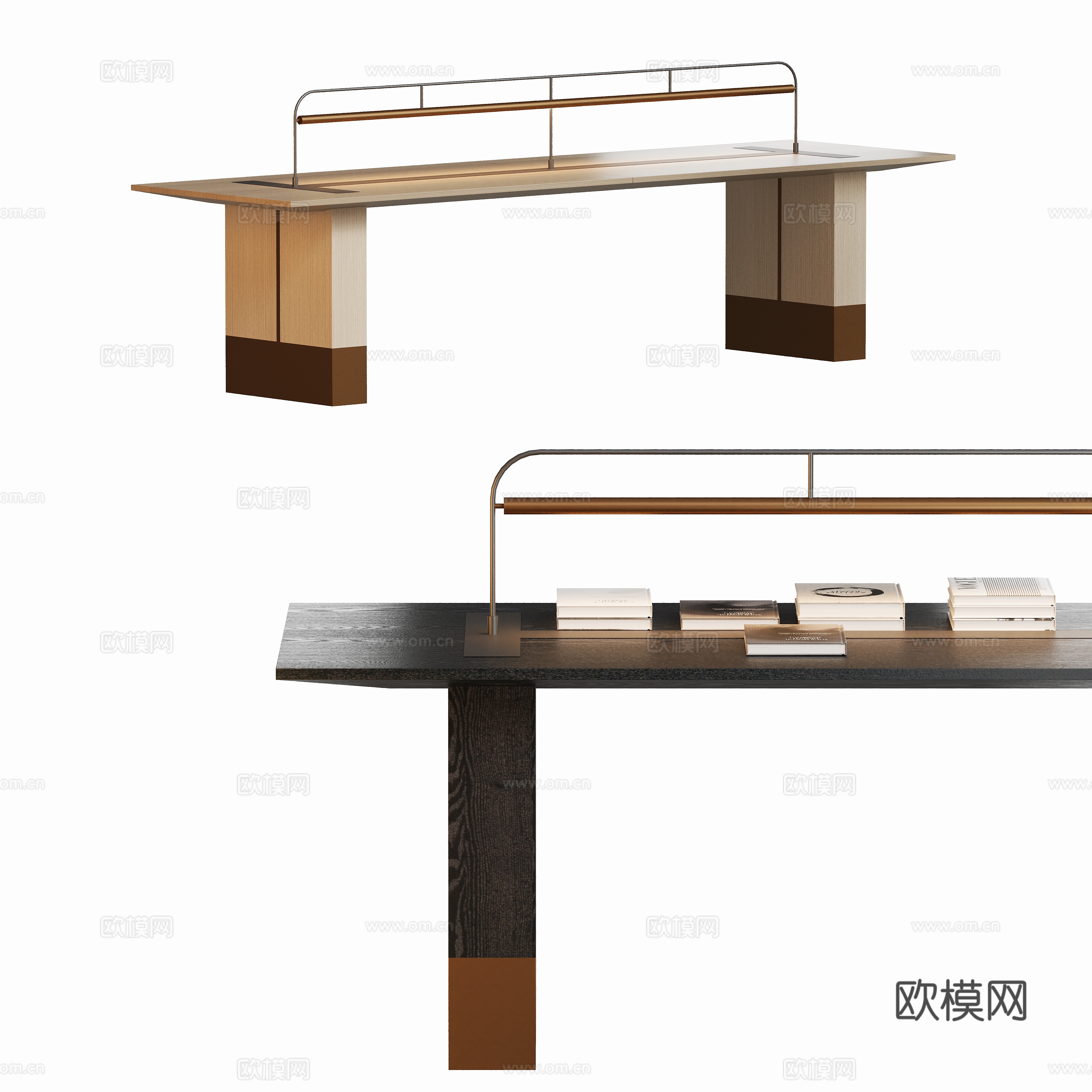 Modern sales office large table long desk 3D model