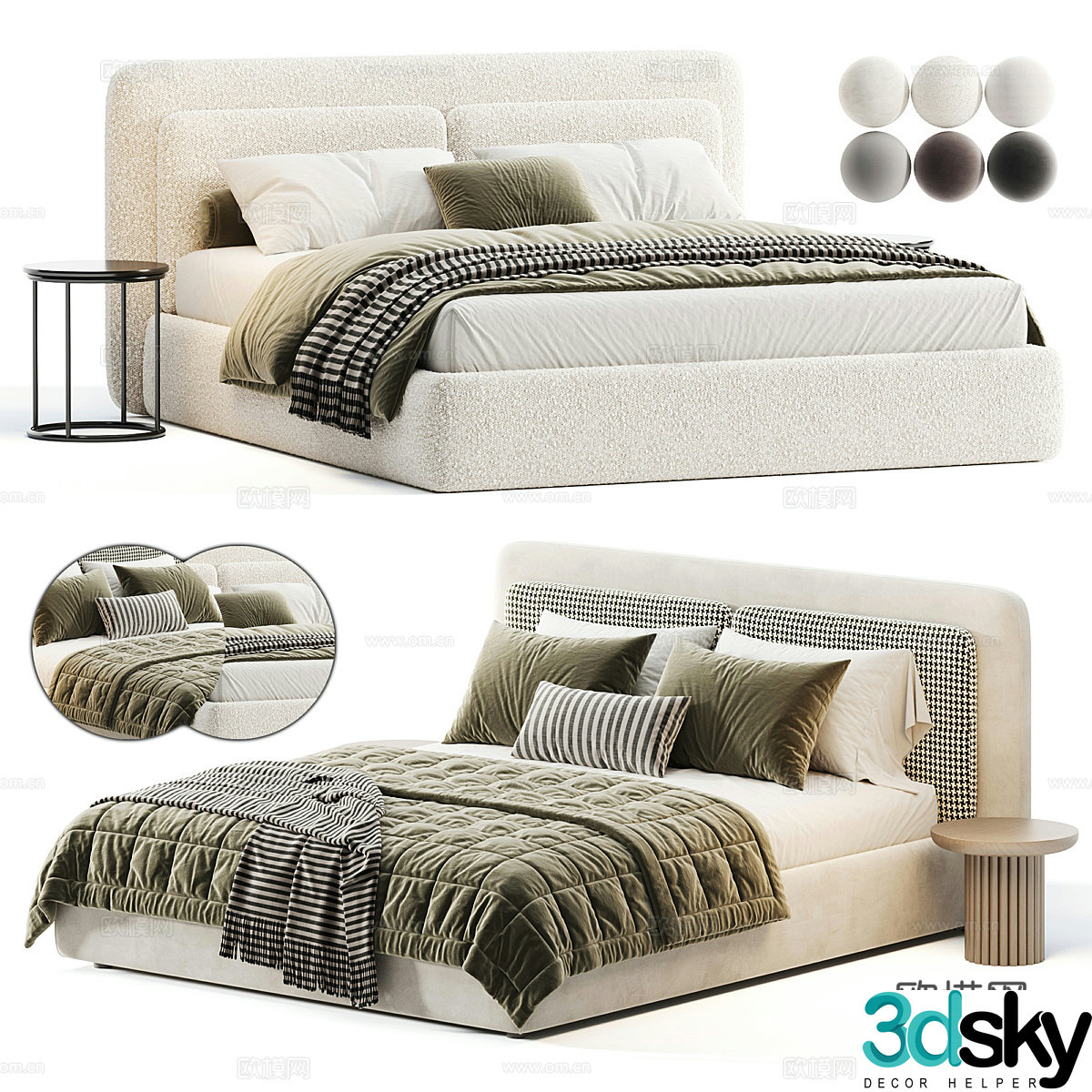Italian Savona Double Bed 3D Model