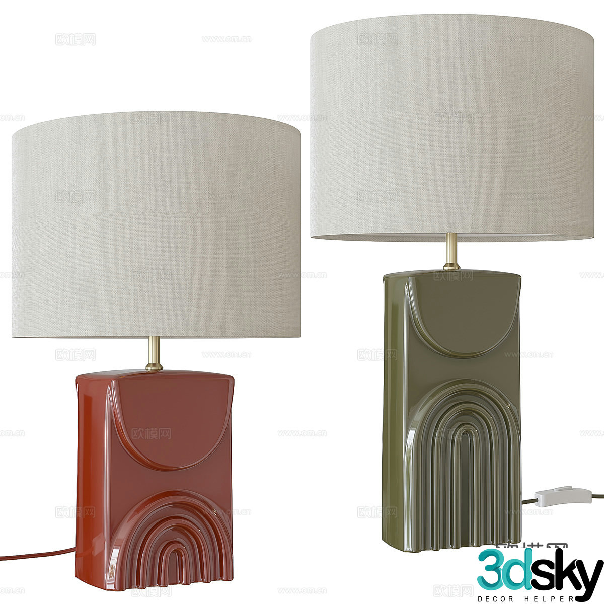 New Chinese style Wasabi La Redoute Topia Table Lamp 3D Model