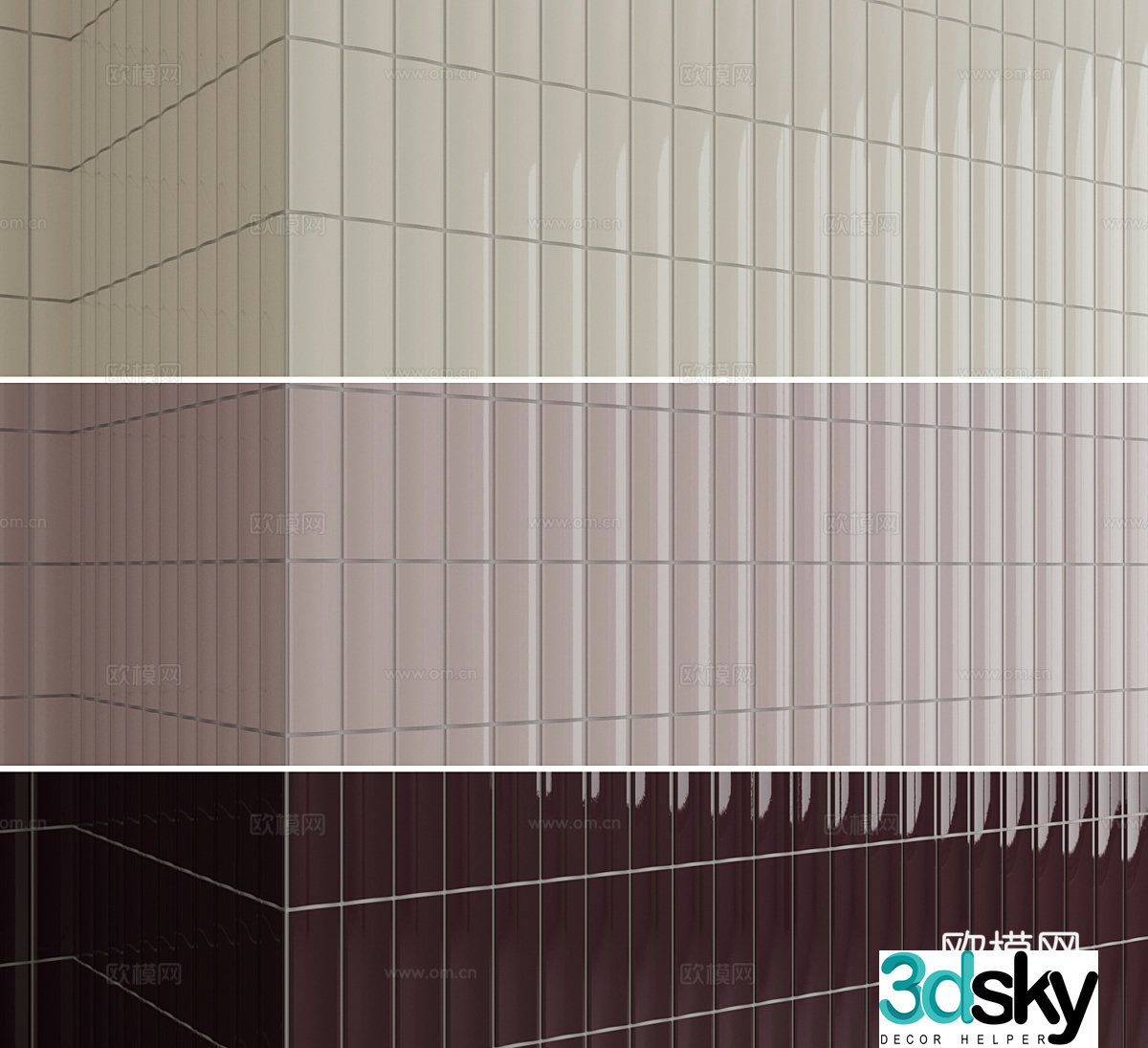 Equipe Vibe Modern Wall Tiles Retro Ceramic Tiles Handmade Brick Long Strip Brick 3D Model