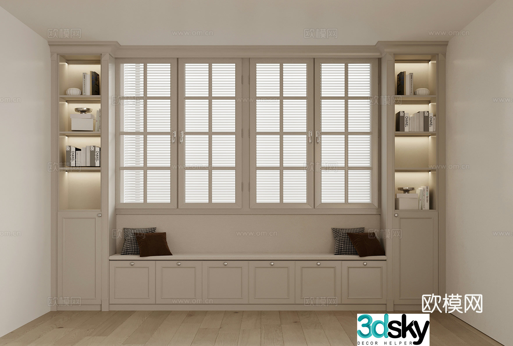 French bookcase card holder bay window cabinet 3d model