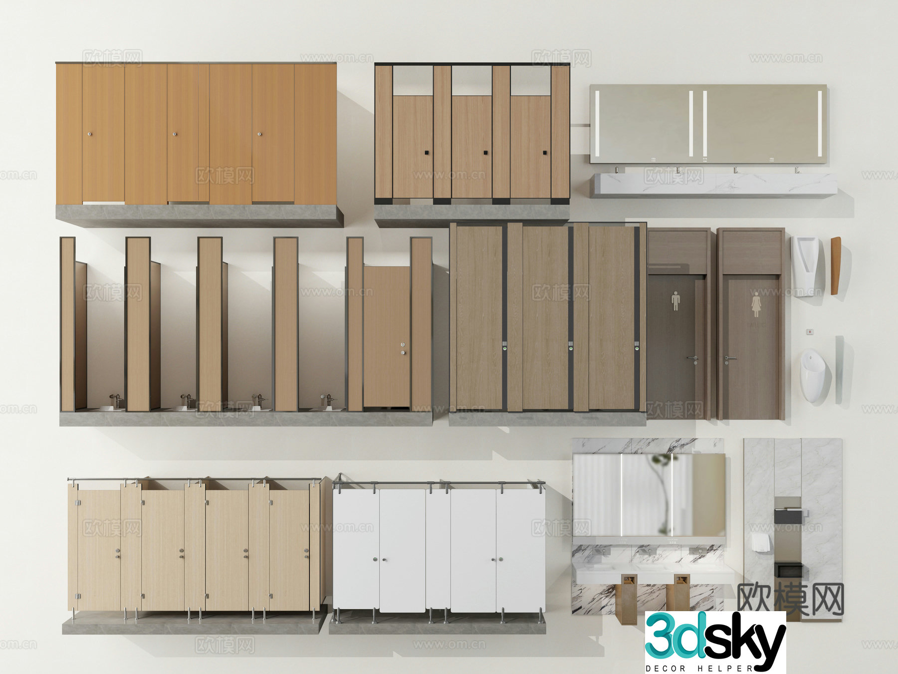 Public toilet door Public toilet toilet door Urinal bathroom cabinet Bathroom door 3D model