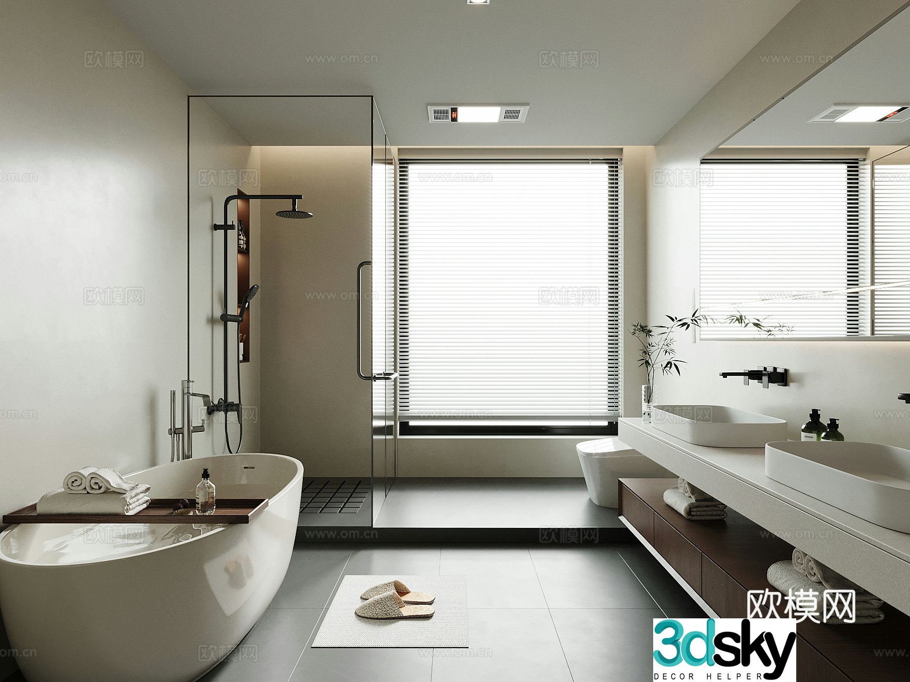Modern bathroom bathroom cabinet bathtub toilet rain partition 3D model