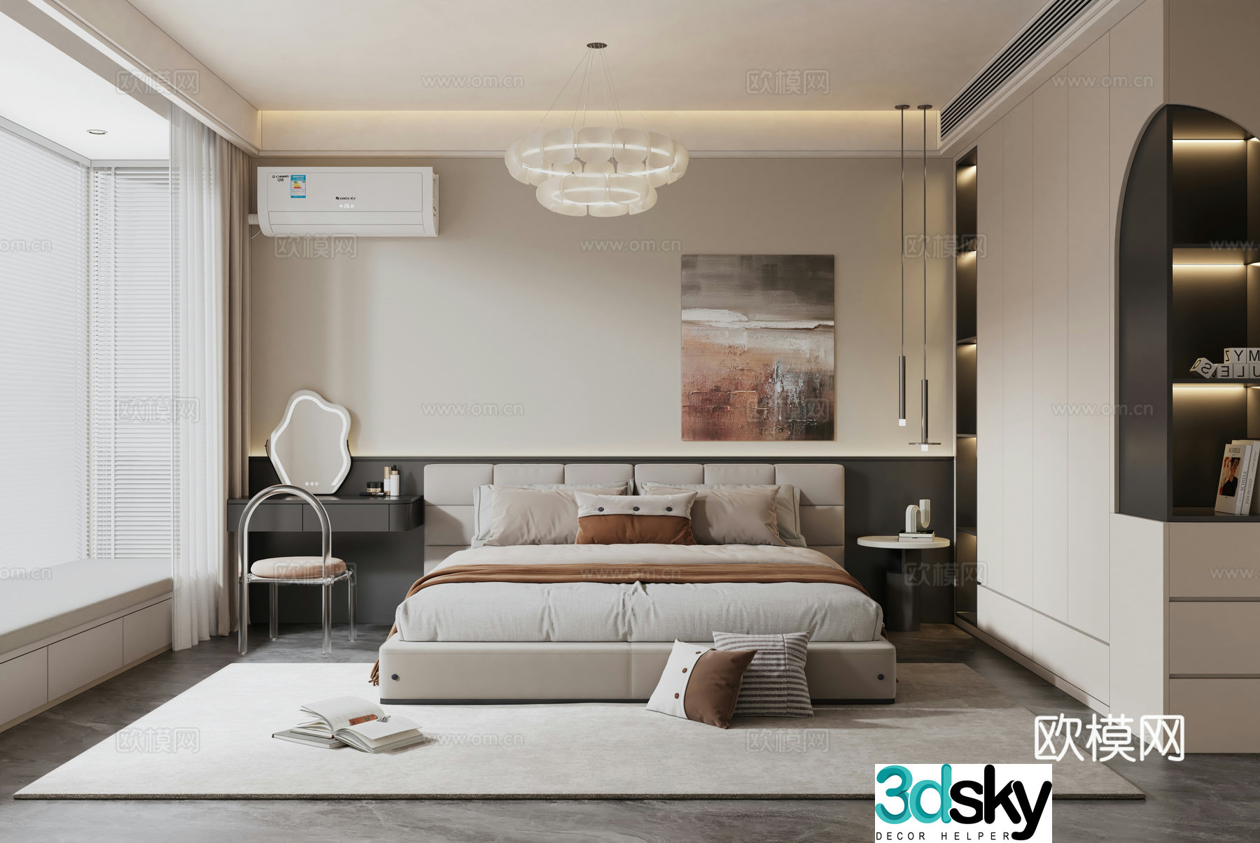 Modern minimalist home bedroom 3d model