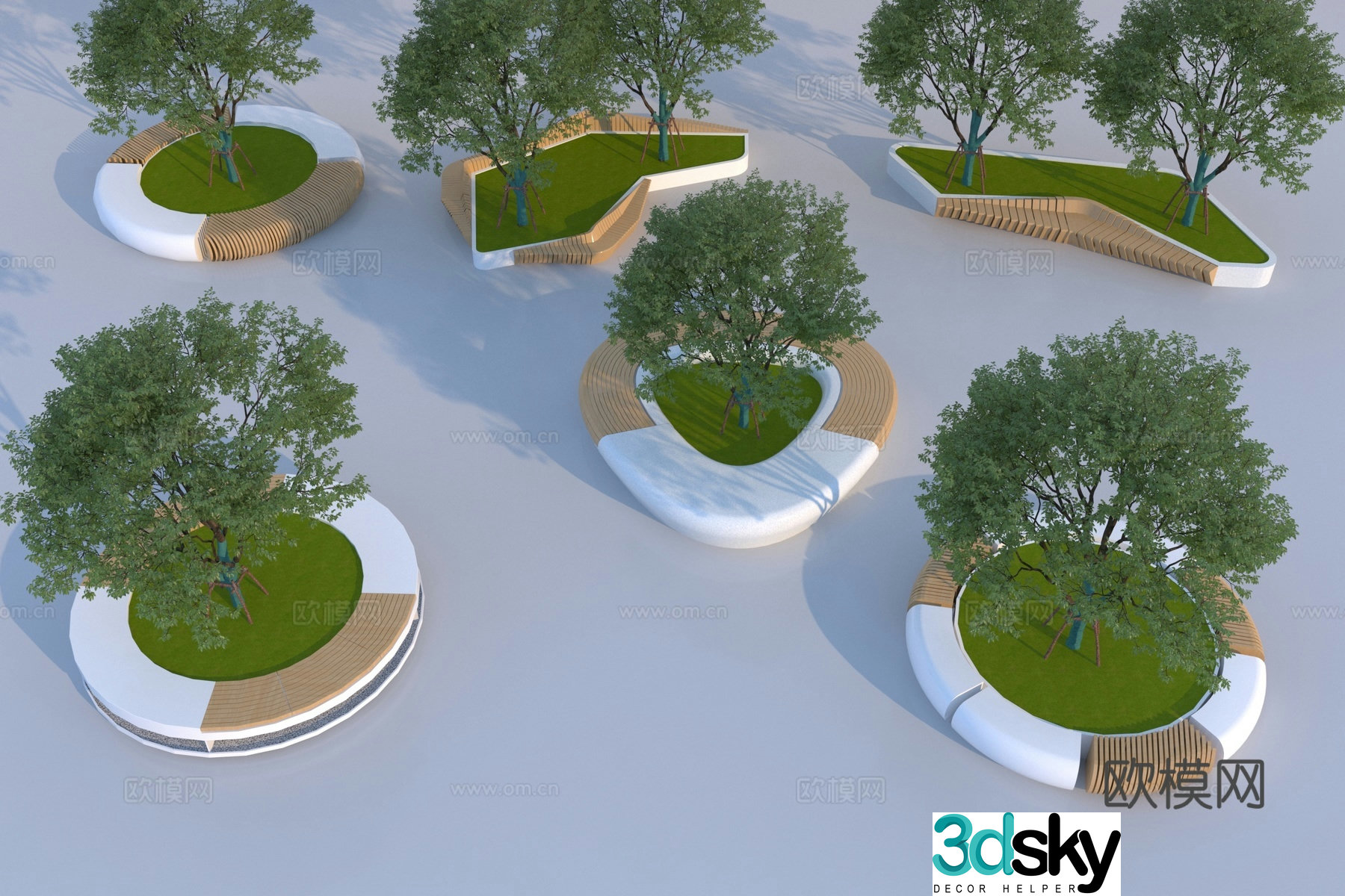 Modern landscape tree pool 3d model