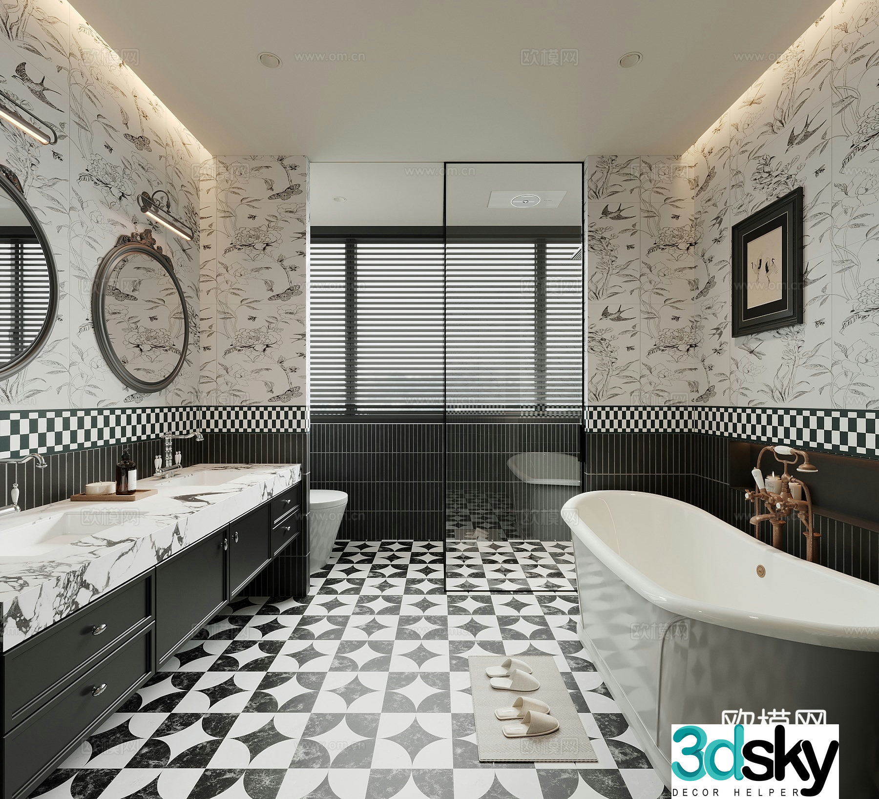French bathroom bathroom cabinet toilet 3d model