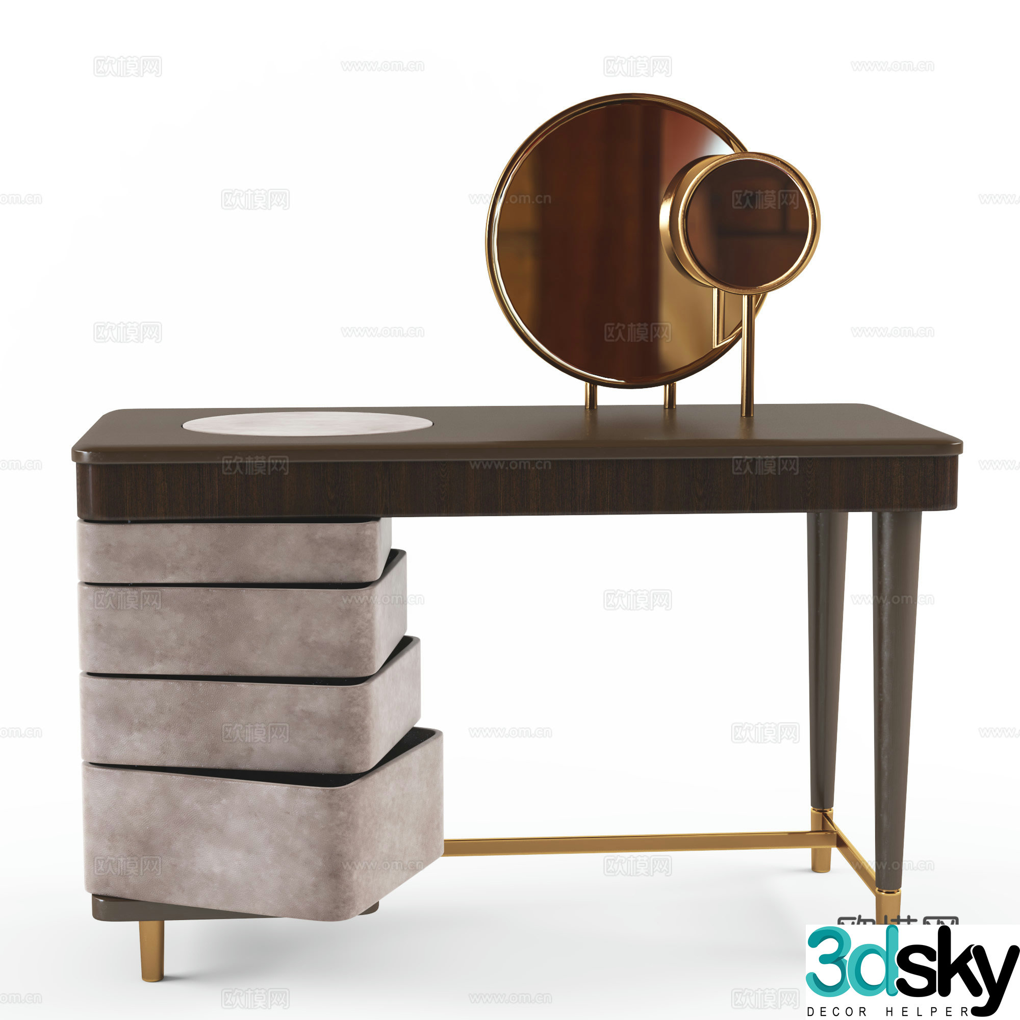 New Chinese style light luxury dressing table 3D model