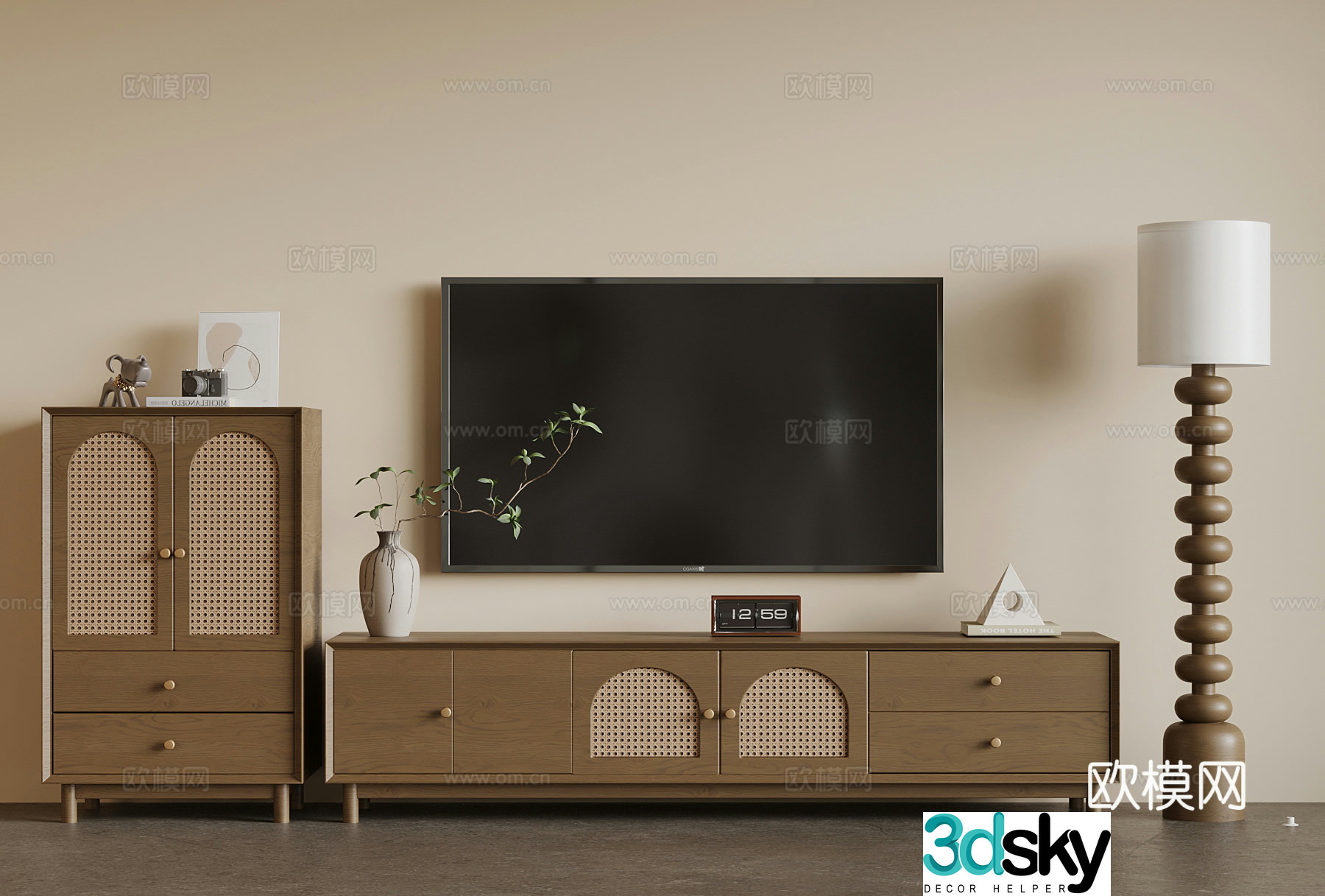 Jijifeng TV cabinet low cabinet TV set floor lamp 3d model