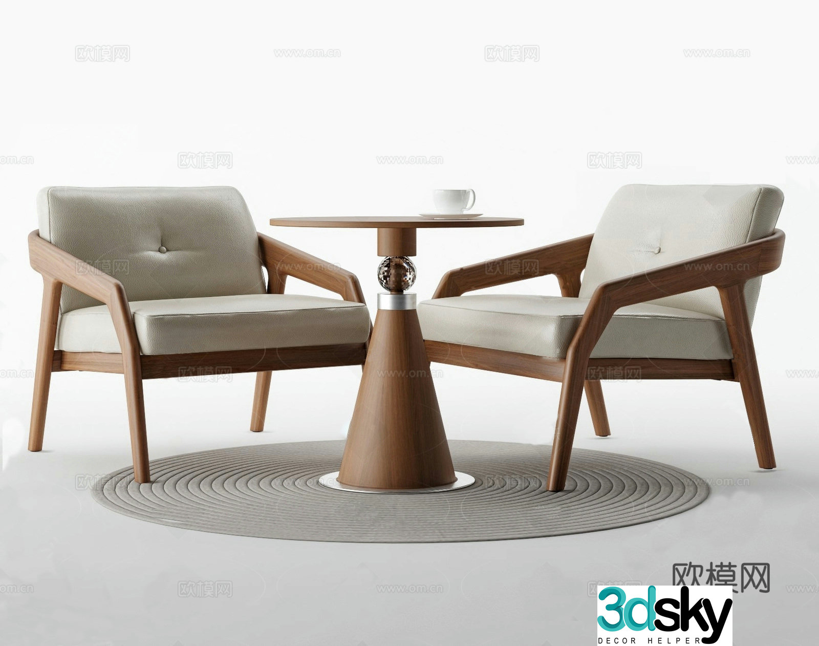 Modern negotiation table and chair 3d model