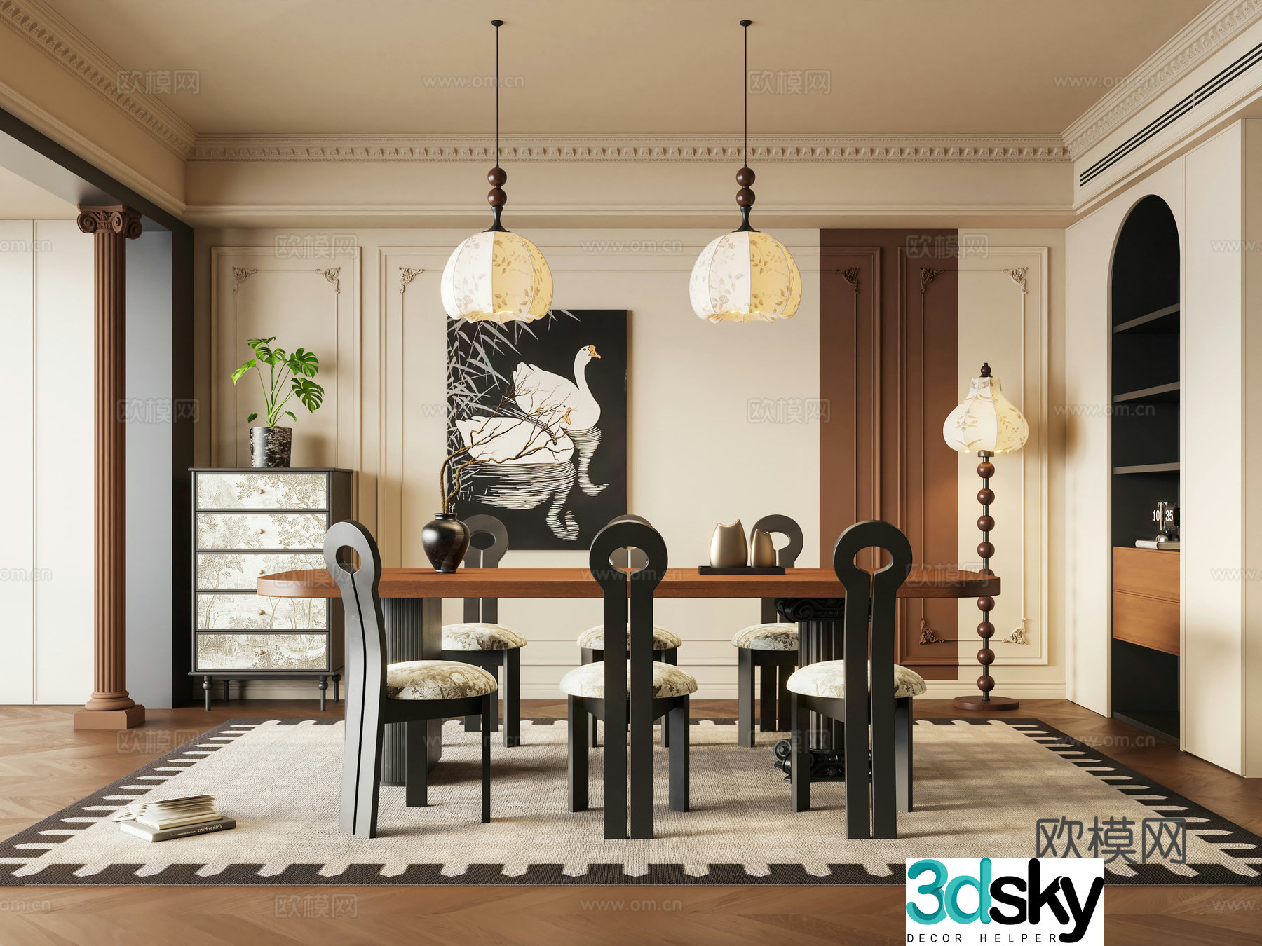 French retro restaurant 3d model