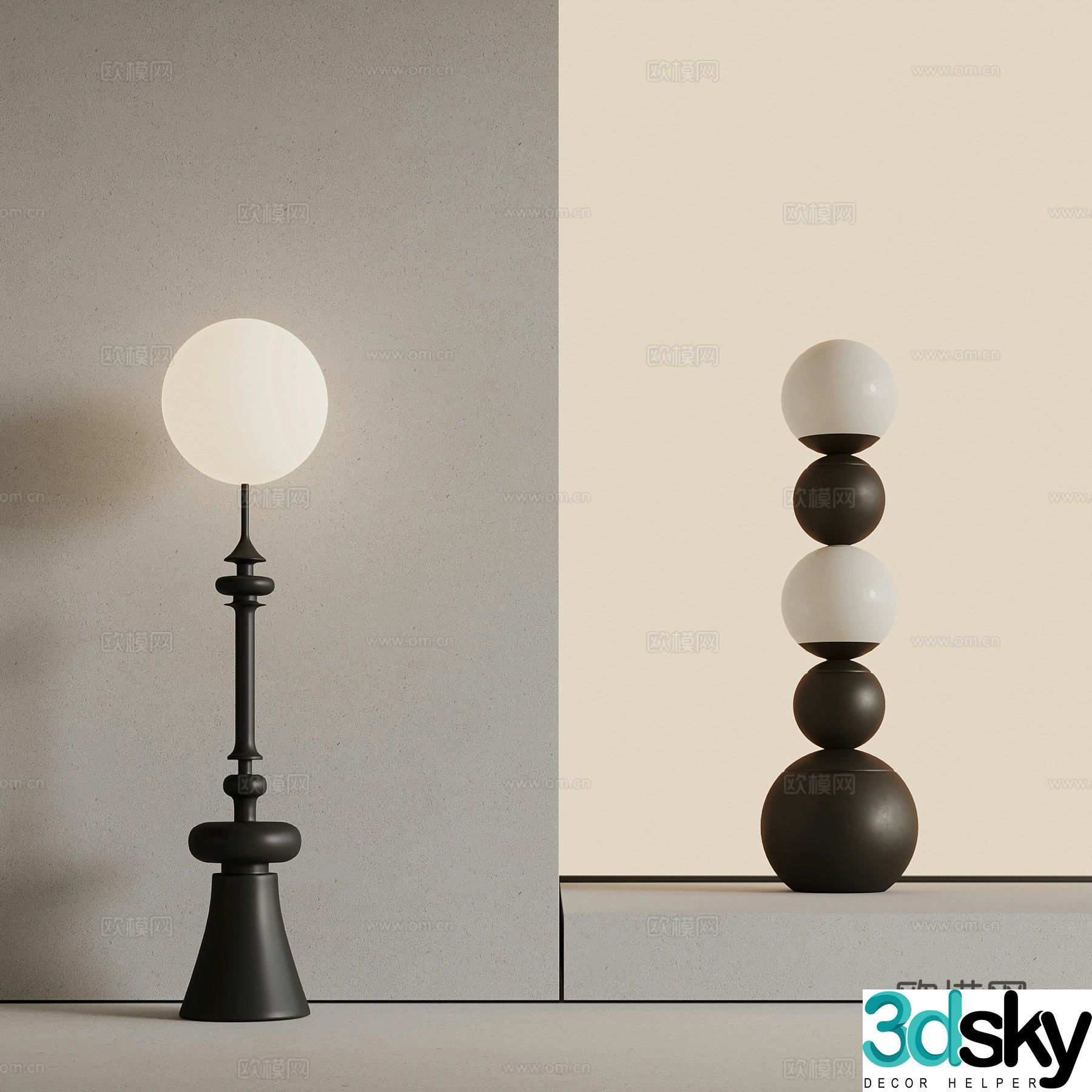French floor lamp Floor lamp ornament 3D model