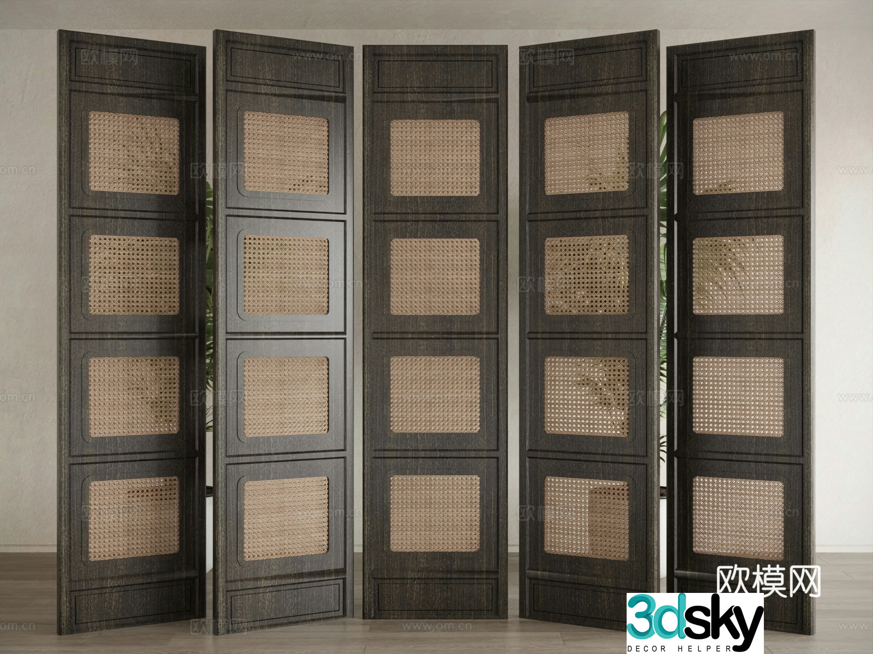 New Chinese-style screen wooden screen partition 3d model