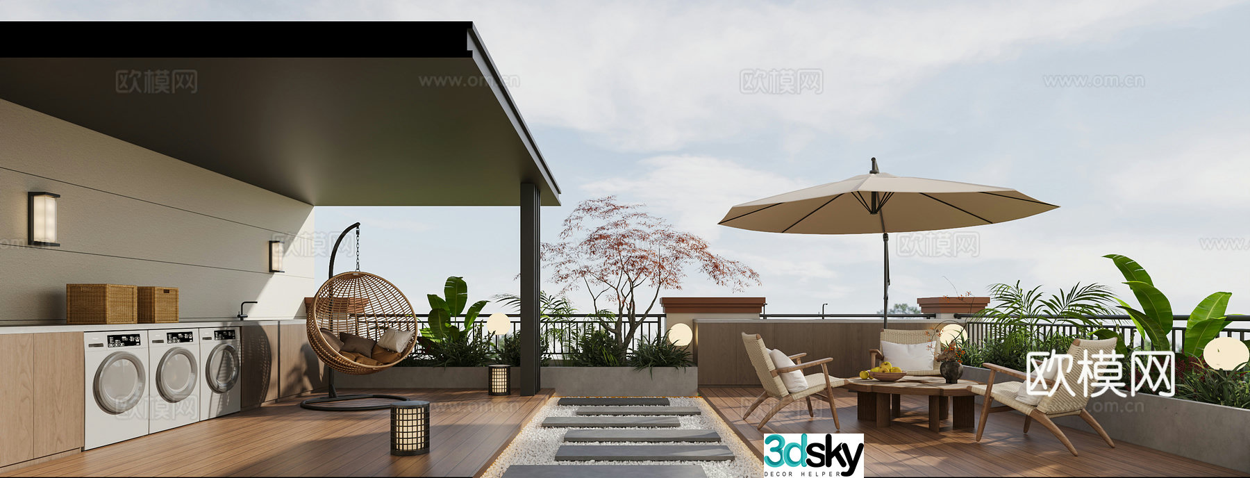 Modern balcony 3d model