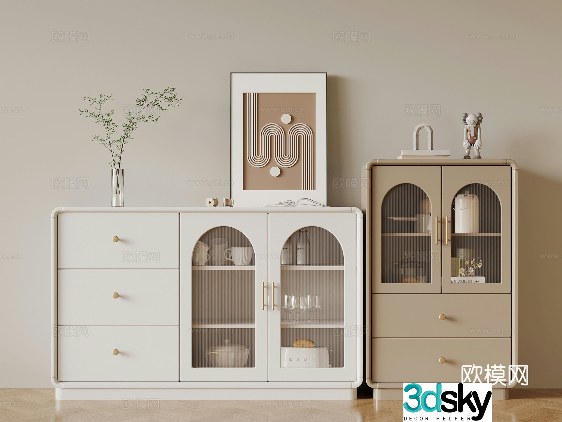 Modern side cabinet end view cabinet side cabinet short cabinet 3D model