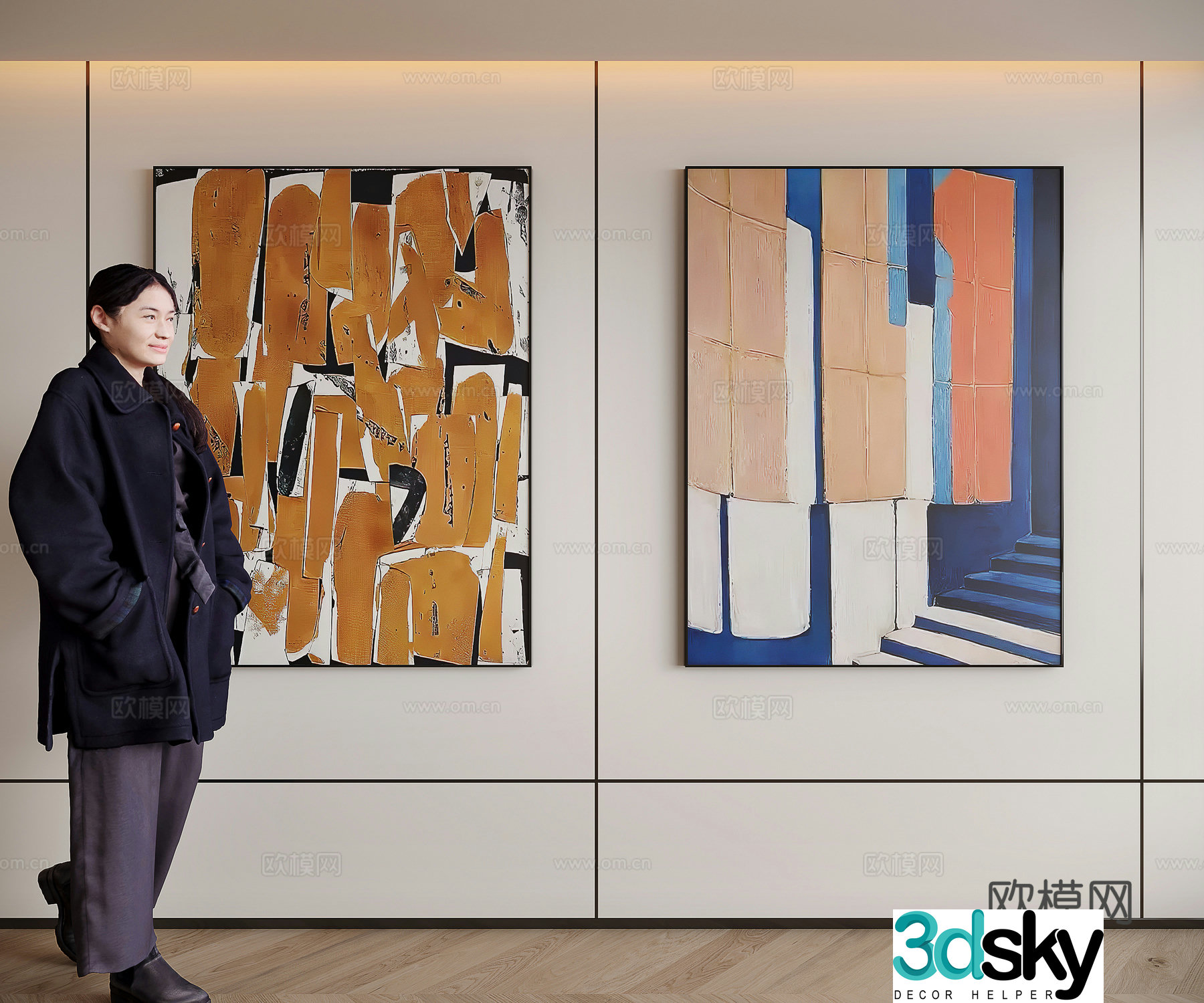 Modern minimalist decorative painting 3d model