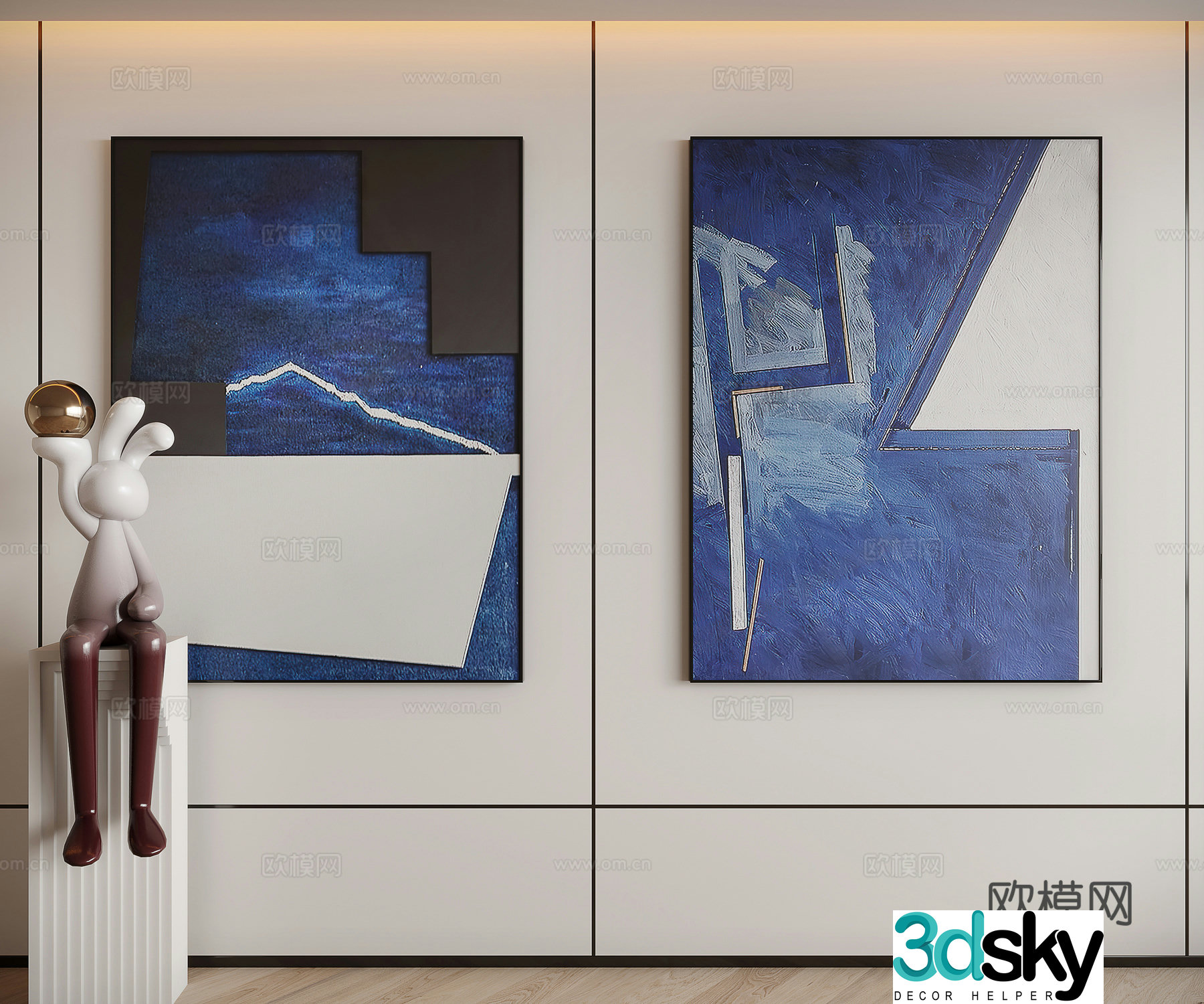Modern minimalist decorative painting 3d model