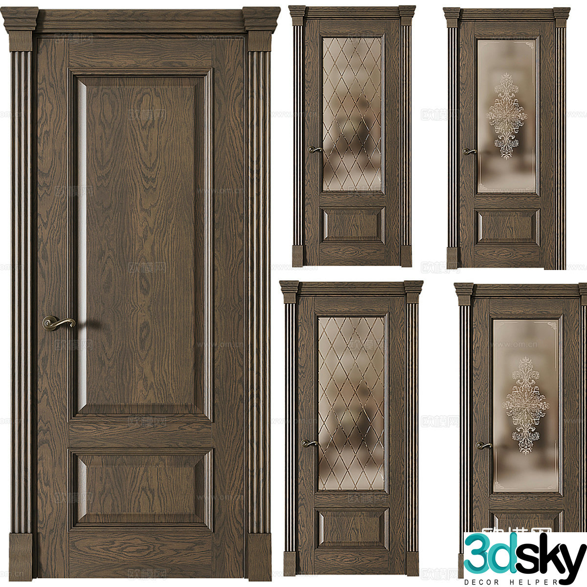 American simple room door Door Simple room door Bedroom door Glass door Bathroom door 3D model