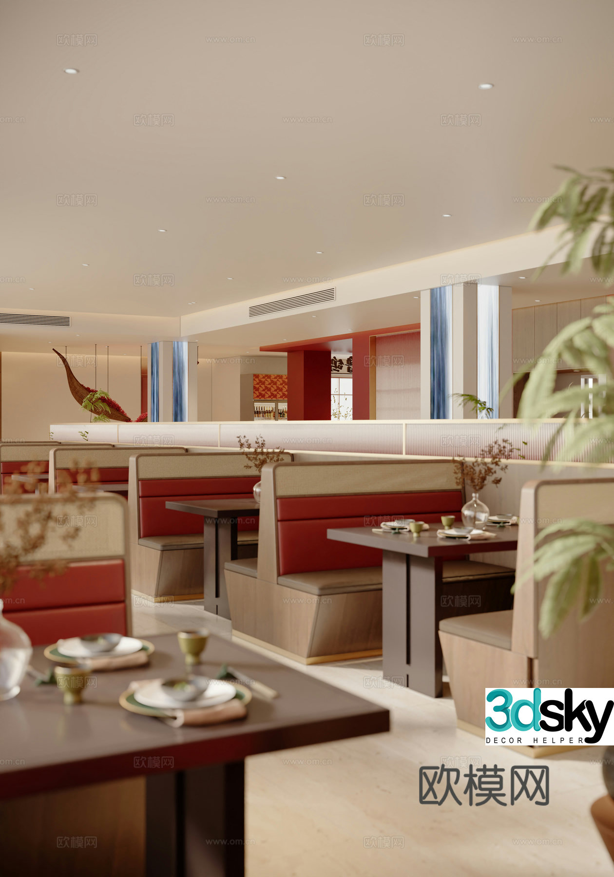New Chinese catering hall booth 3D model