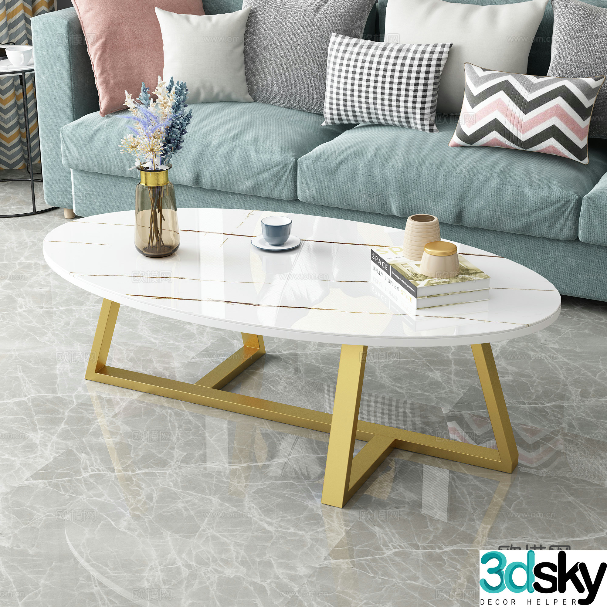 Modern marble coffee table 3d model