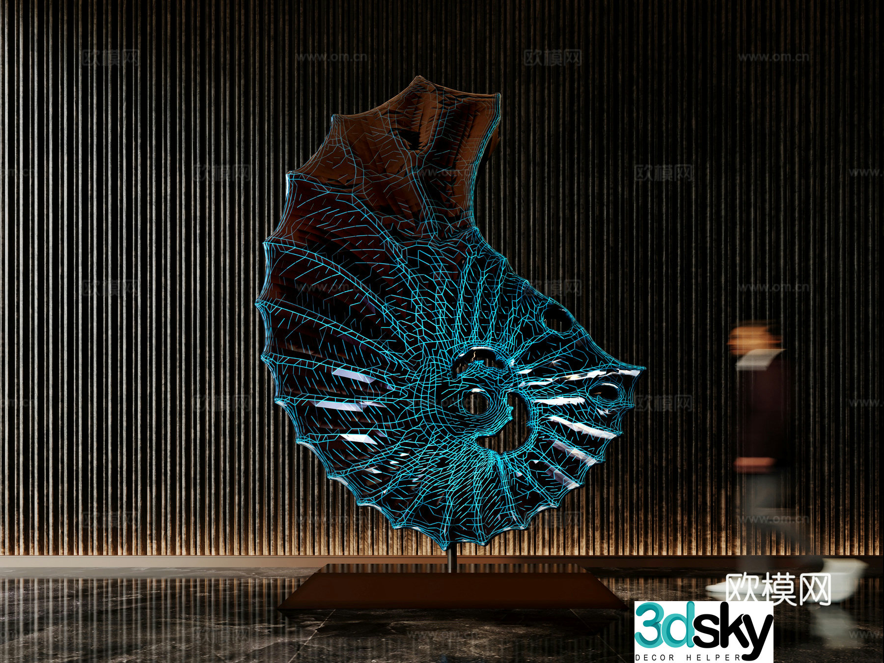 Modern lobby sculpture installation 3d model