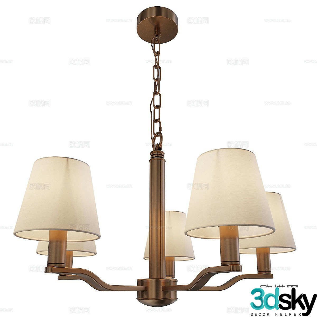 American metal chandelier 3d model