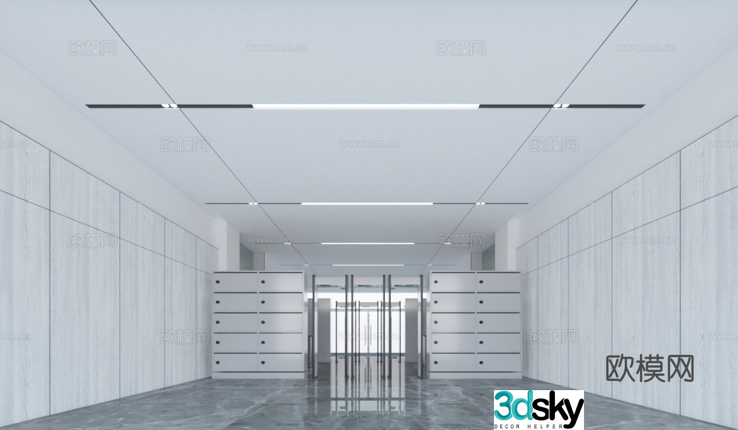 Modern office business lobby 3d model