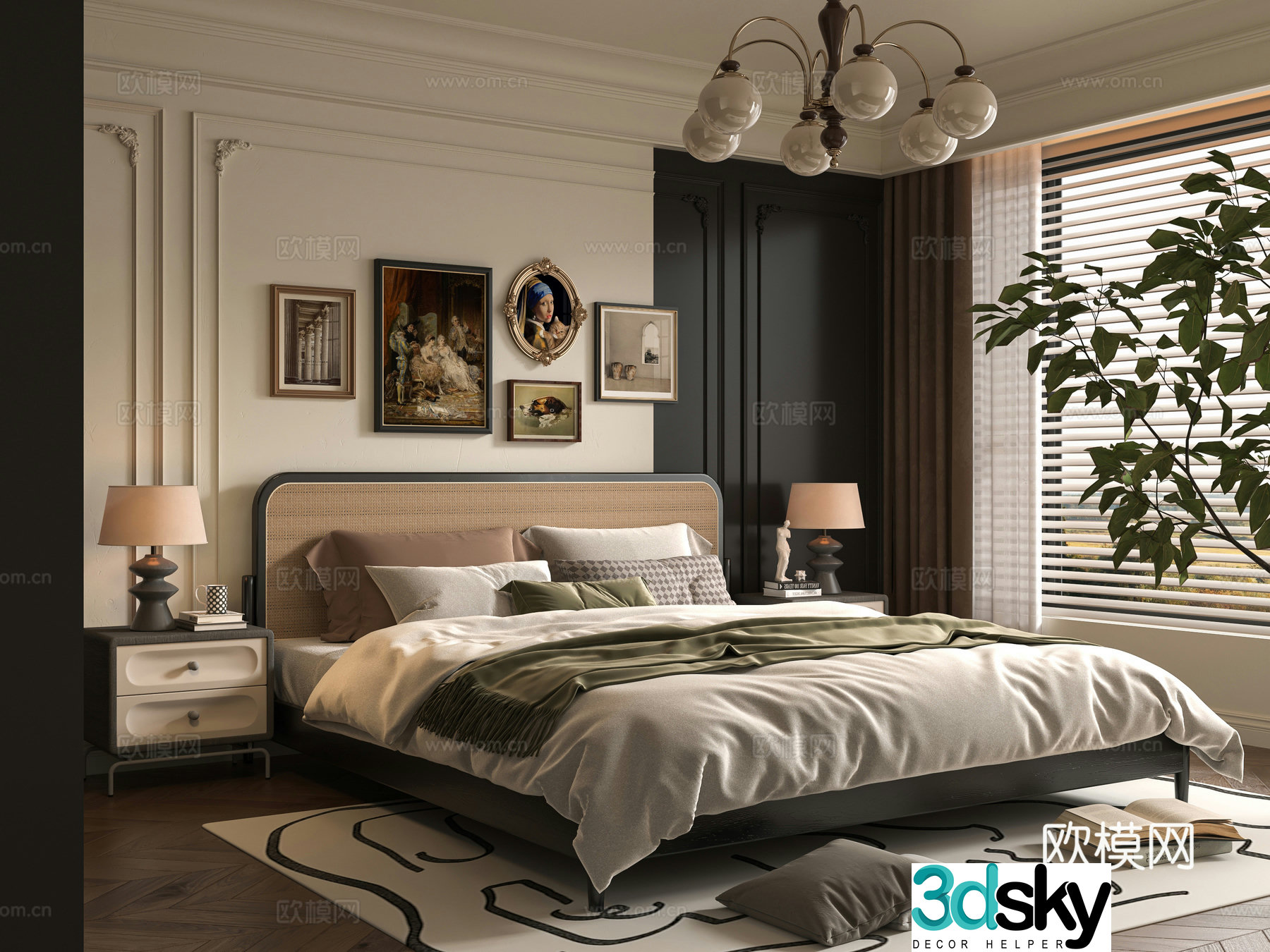 Middle-aged bedroom 3d model