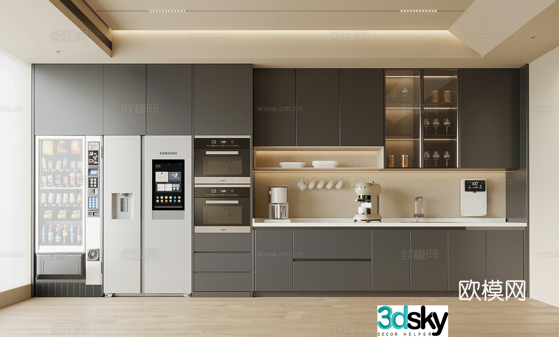 Modern tea room coffee machine direct drinker refrigerator 3d model